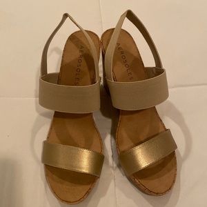 Aerosoles Gold/cork wedges
